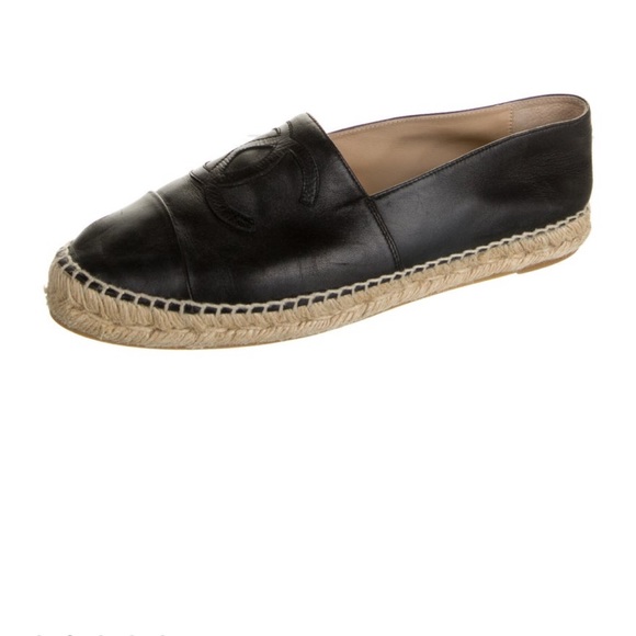 Chanel CC logo black lambskin leather espadrilles in great condition. - Picture 3 of 8